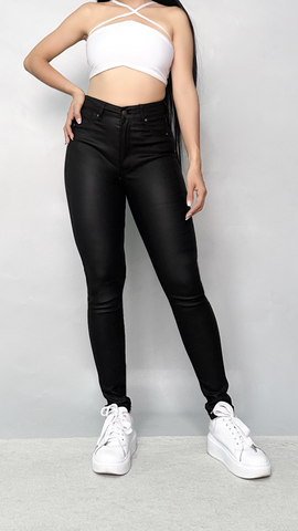 Super High Waist Skinny Efecto Cuero 120051